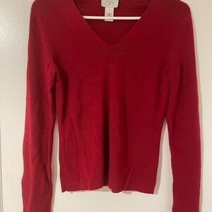 LOFT Cranberry V-Neck Knit Top